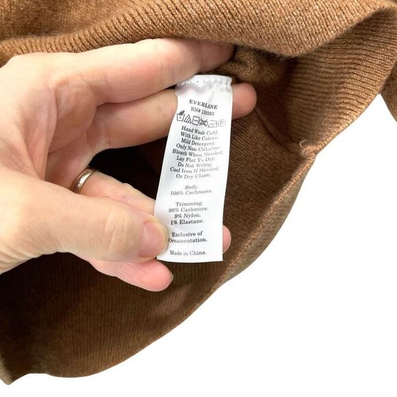 Everlane cashmere blend collared sweater top Size S caramel camel neutral‎ - Picture 9 of 10